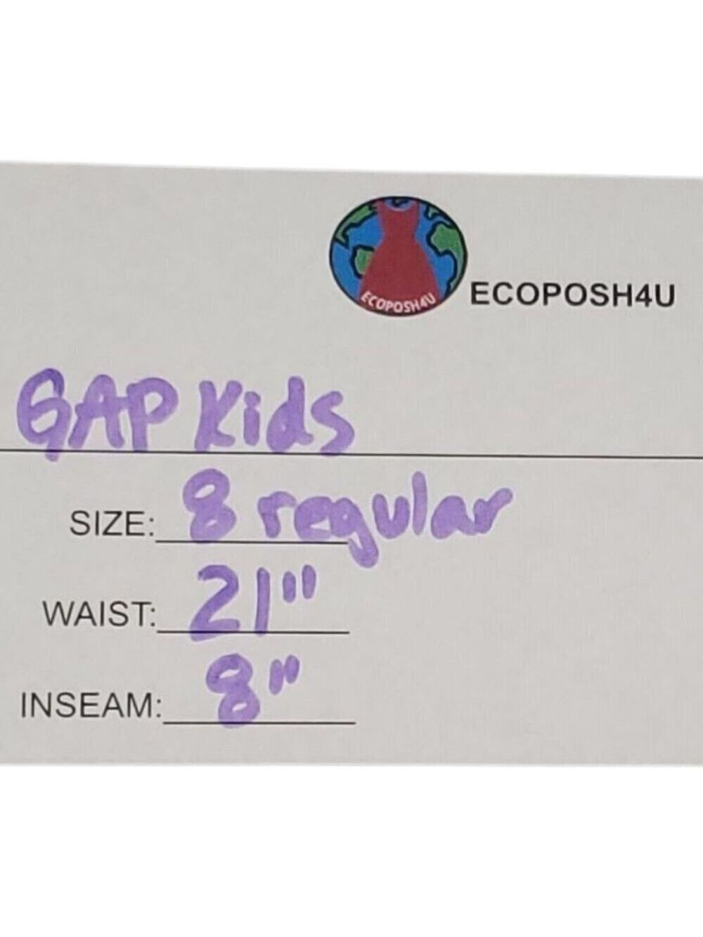 GAP Kids Boys Blue & White Check Shorts w Concealed Adjustable Waist 8 Regular - Picture 4 of 4
